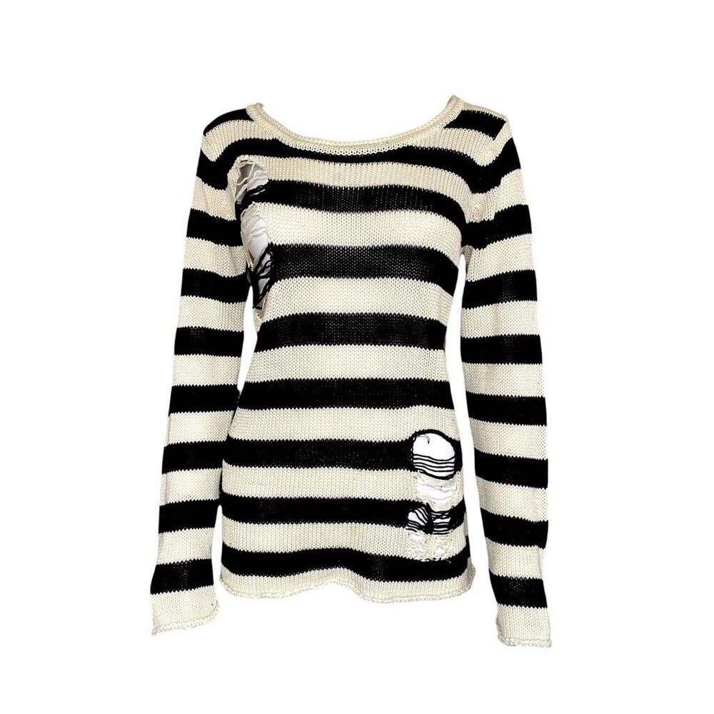 emo distressed knit sweater